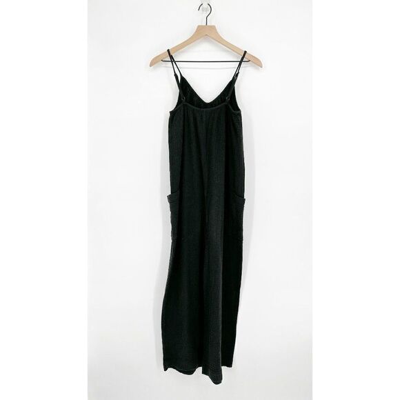 Rails Trucker Sleeveless Jumpsuit V-Neck Cotton Gauze Relaxed Black Women's XS - Picture 3 of 8
